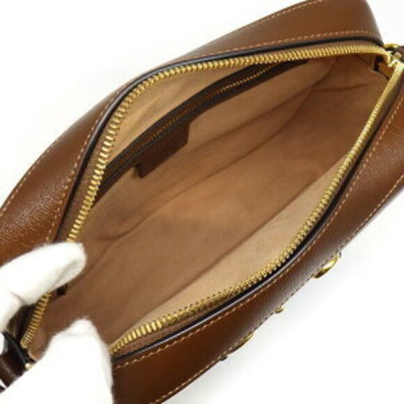 Gucci Horsebit Shoulder Bag Beige Ebony GG Supreme Canvas Leather - Picture 5 of 10